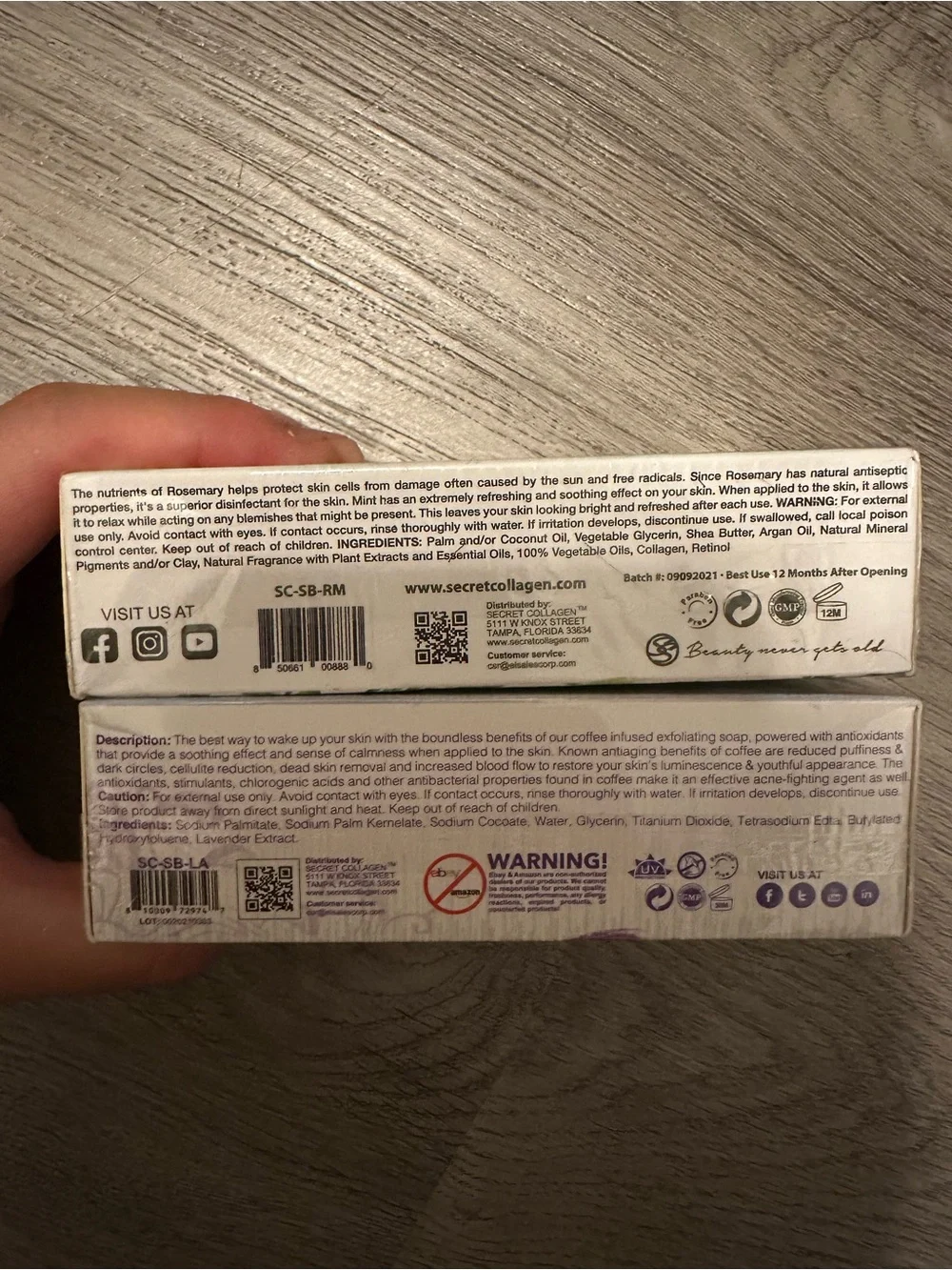 Secret Collagen Soap Duo Rosemary Mint Retinol + Lavender 2pc NWT